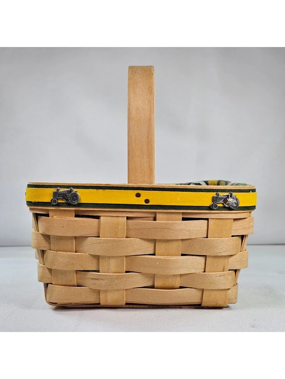 Longaberger John Deere Basket 2006 Liner Metal Tractor Tacks Handwoven 7x5x3.5